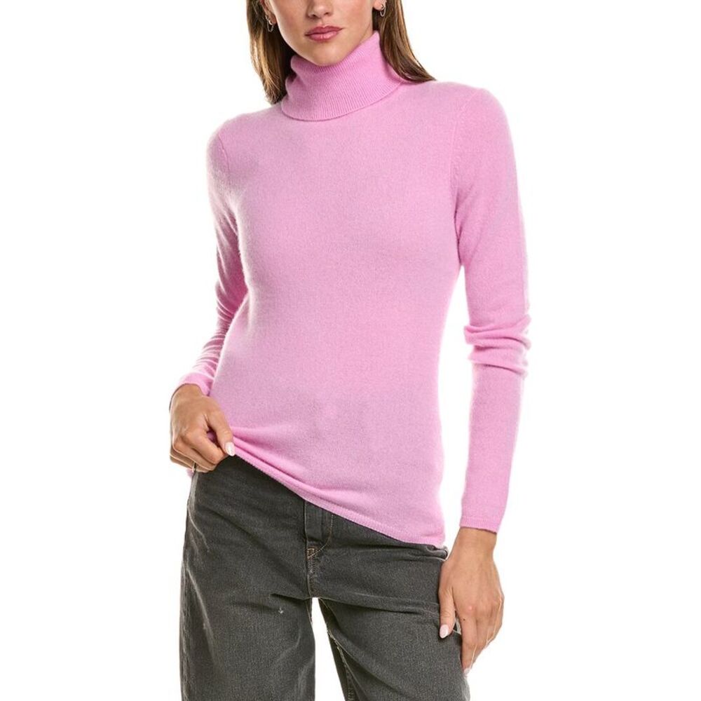 Incashmere Womens Basic Turtleneck 100% Cashmere Sweater, Pink
